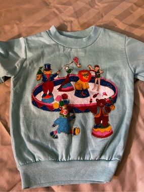 Vintage Mint Green Circus Glitter Graphic Sweatshirt Toddler Approx 2T-3T